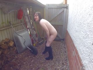 Skinny Wife Naked in Boots Backyard, Free xxx movie a8