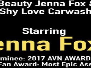 Black babe Jenna Fox & Short Haired Shy Love Carwash Fuck!