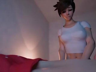 Tracer And Lesbian lover Fuck A HUGE cock Together&excl;