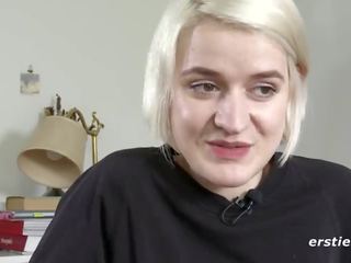 Sweet Short Haired Blonde Rubbing Her Pussy