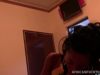 African Fuck Tour: Ebony beauty Raisa take hard cock from her back