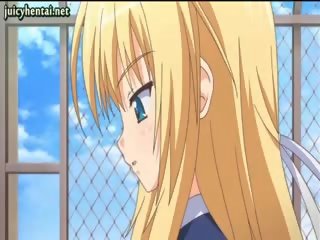 Blonde Anime goddess Doing Footjob