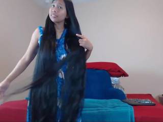 Beautiful Long Haired Asian Striptease and Hairplay: HD dirty movie da