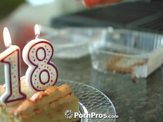 PornPros - Cassidy Ryan celebrates her 18th birthday with cake and manhood