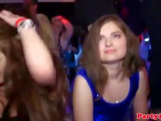 Tonguepierced euro partybabe facialized at dance party